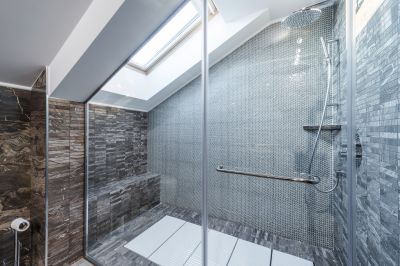 Corner Shower with Clear Glass